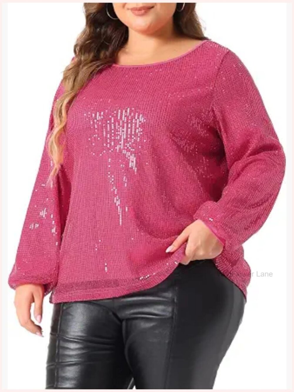 Plus Size Sequin Top Long Sleeve Sparkly Party Blouse Tunic Top